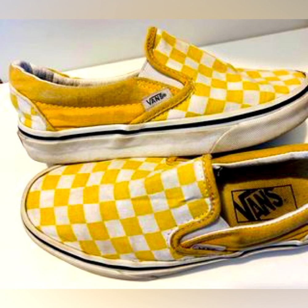 VANS off the wall checkered yellow slip one sneakers womens size 5